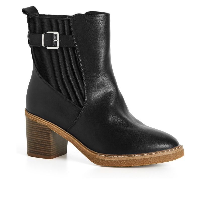 Women's  WIDE FIT Saskia Ankle Boot - black | EVANS, 1 of 7