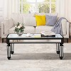 Vynxaria 48" Silver & Black Rectangle Coffee Tables - Vintage Carved Mirror Center Table - 3 of 4