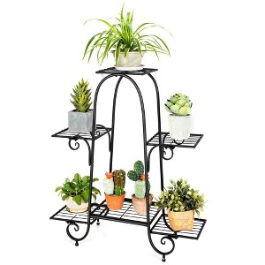 Costway 6 Tier Flower Pot Holder Metal Vertical Shelves Corner Plants Display Rack - 1 of 4