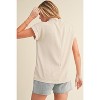 I AM A FASHION JUNKY Oatmeal Solid Color Short Sleeve Zip Back Blouse - 2 of 4