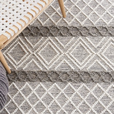 Ivory and Charcoal Hand-Tufted Wool Square Rug