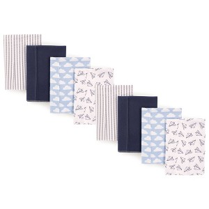 Hudson Baby Boys and Girls Cotton Poly Flannel Burp Cloths 8-Pack, One Size - 1 of 1
