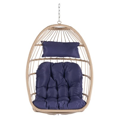 VisioGear Egg Chairs, Patio Egg Chair, Outdoor Garden Egg Swing Chair Hanging Chair for Bedroom Living Room, Blue, 28.70"*28.5"*55.6"