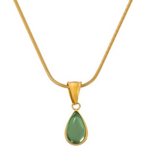 Clotth Natural Stone Necklace Crystal Pendant Gemstone Chain Jewelry 18K Gold Necklace for Women Elegant Unique Gift - 1 of 4