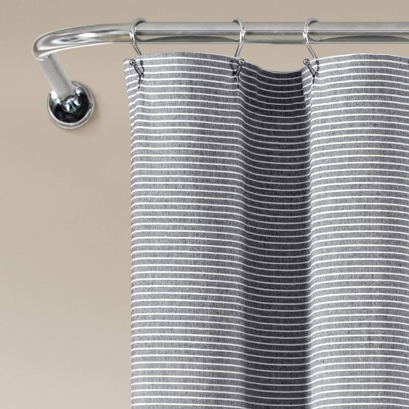 Farmhouse Button Striped Yarn Dyed Woven Cotton Single Shower Curtain - Lush Décor, 3 of 9