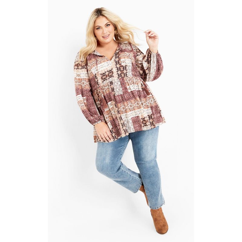 Women's Plus Size Charmed Tunic - brown | AVENUE, 3 of 8