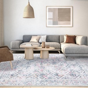 Acekool 6x9 Vintage Washable Rug – Soft Low-Pile Abstract Design, Non-Slip & Kid-Friendly for Living Room, Bedroom - 1 of 4