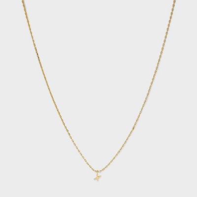 14K Gold Plated Small Polished Initial Pendant Necklace - A New Day™ Gold