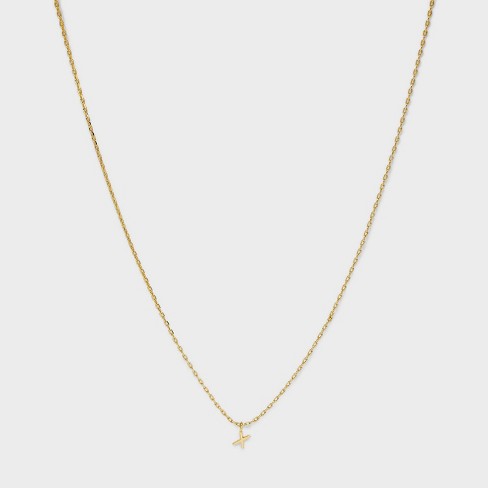 14K Gold Diamond Initial Necklace 14K Gold / 15 Inches