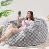 MAXYOYO Bean Bag Bed, Giant Bean Bag Chair to Bed with Jacquard Shaggy Plush Removable Cover for Living Room Bedroom, Grey - 2 of 4