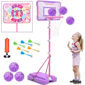 Adjustable Basketball Hoop for Kids 2 9ft to 6 2ft Height Indoor Outdoor Toy Ages 3-8 Years - 1 of 4