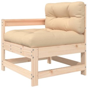 vidaXL Patio Chair with Cushions - Solid Wood Pine, Comfy Armrest/Backrest, Rustic Look, Sturdy & Stable - 1 of 4