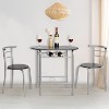 VINGLI 3 Piece Dining Set,Small Kitchen Table Set for 2,Kitchen Wooden Table and 2 Chairs for Small Space,Metal Frame,Wine Rack,Sliver&Black - 2 of 4