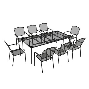Mondawe 9-Piece Outdoor Dining Set,Steel Frame Mesh Table & Chairs Set - 1 of 4