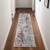 Ivory Blue and Brown Abstract Power Loom Area Rug - 2 of 4