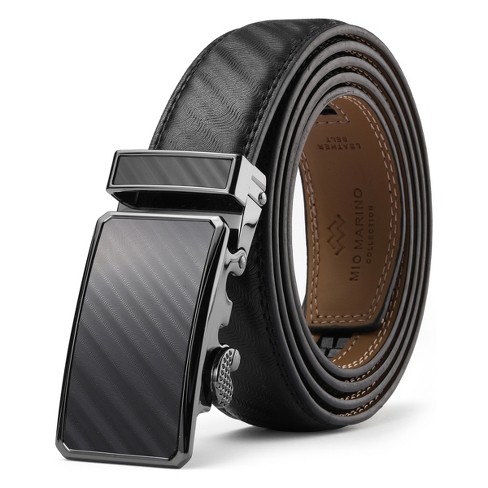 Black and Gold Men's Adjustable Ratchet Slide Buckle Belt