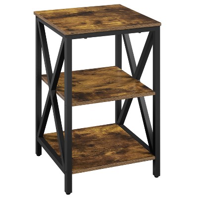 Yaheetech 3 Tier Sofa Side End Table with Shelf ,X Shape Metal Frame for Living Room