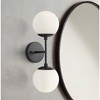 Possini Euro Design Oso Mid Century Modern Wall Light Sconce Black Hardwire 17 3/4" High 2-Light Fixture Opal Glass for Bedroom Bathroom Vanity House - 2 of 4