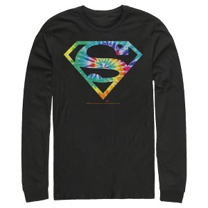 Men's Superman Tie-Dye Shield Logo Long Sleeve Shirt - 1 of 3