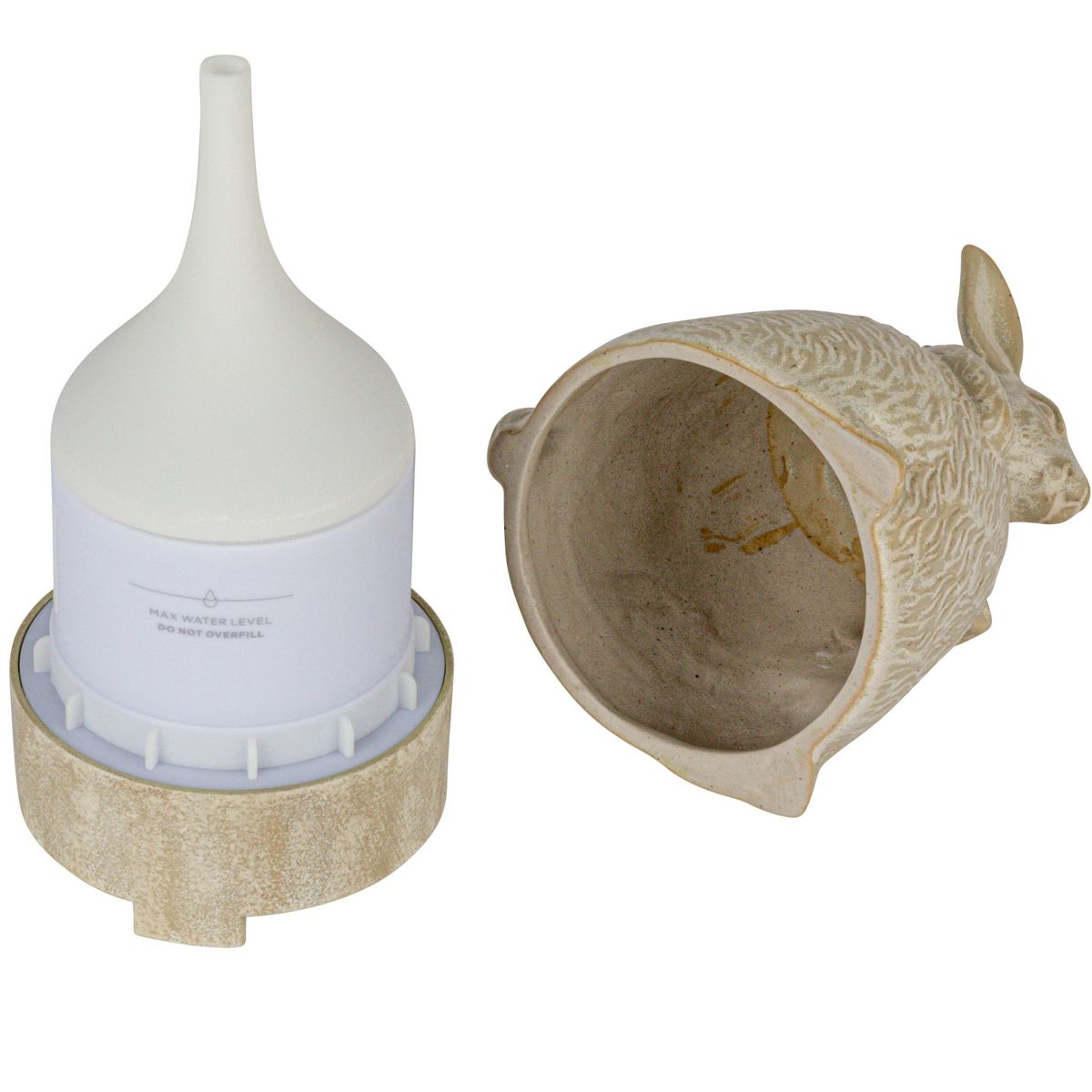 Storied Home Stoneware Rabbit Oil Diffuser with Timer, Cream - thumbnail 5