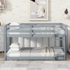 COWLOWN Twin over Twin Bunk Bed with Ladder, Solid Rubber Wood Low Height Bunk Bed with Storage & Strengthened Slats - 3 of 4