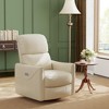 Swivel Rocking Recliner Chair, Faux Leather Upholstered Glider with Lumbar Support, High Back, Manual Recline - 3 of 4