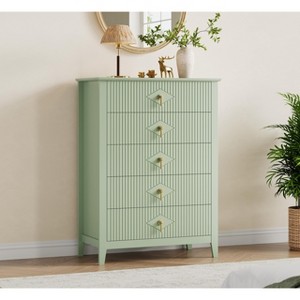 Dresser for Bedroom with 5 Drawers, 32" Wide Modern Chest of Drawers with Metal Handle, Dresser TV Stand - 1 of 4