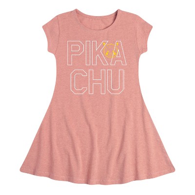 Girls' - Pokémon - Pikachu Logo Fit & Flair Cap Sleeve Graphic Dress