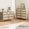 7 Drawers Rattan Dresser for Bedroom, 47.2" Wide Chest of Drawers, Modern Wooden Dresser TV Stand with Wood Legs for Living Room - 3 of 4