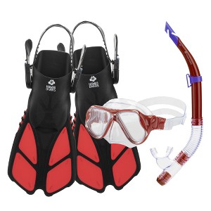 Hawaii Divers Beluga Jr Snorkel Set – Red (Unisex | Ages 8+) Size SM - 1 of 3