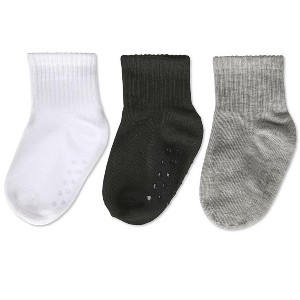 Memoi 3 Pairs Infant Ribbed Non-Skid Ankle Socks - 1 of 4