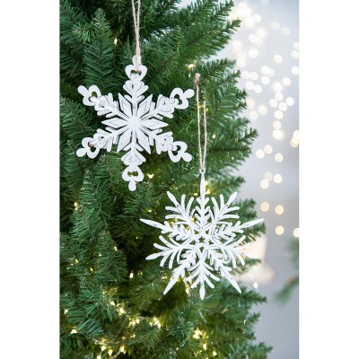 YOOCOZZ  Christmas Holiday Party Ornaments Decoration 6 Set - 2 Groups of Iron Snowflake Hanger, Decorative Hanging Ball Christmas Tree Ornaments