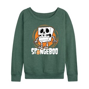 Women's - SpongeBob SquarePants - Spongeboo Lightweight French Terry Wide Neck Long Sleeve Shirt - 1 of 4