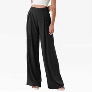 Womens Wide Leg Pants 2025 High Waist Palazzo Pants Stretch Fit Pleated Dressy Pants Business Trousers Office Work Suit Pants - 1 of 4