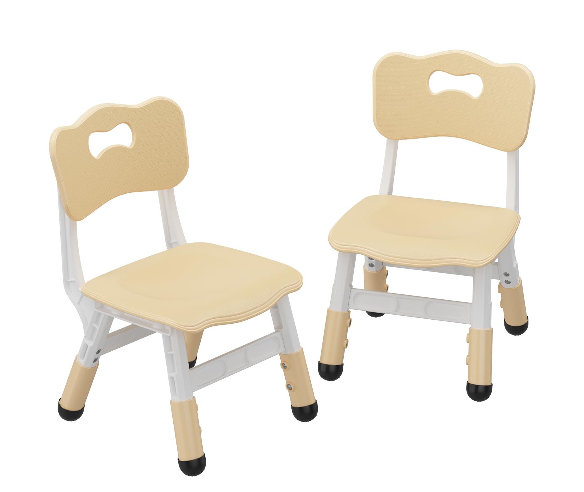 GustoWave 2-Pack Adjustable Kids Chairs, 21.3-22.9in 3-Level Height, Ergonomic Backrest, Non-Slip Pads, Safe PP, for 2-12 Years