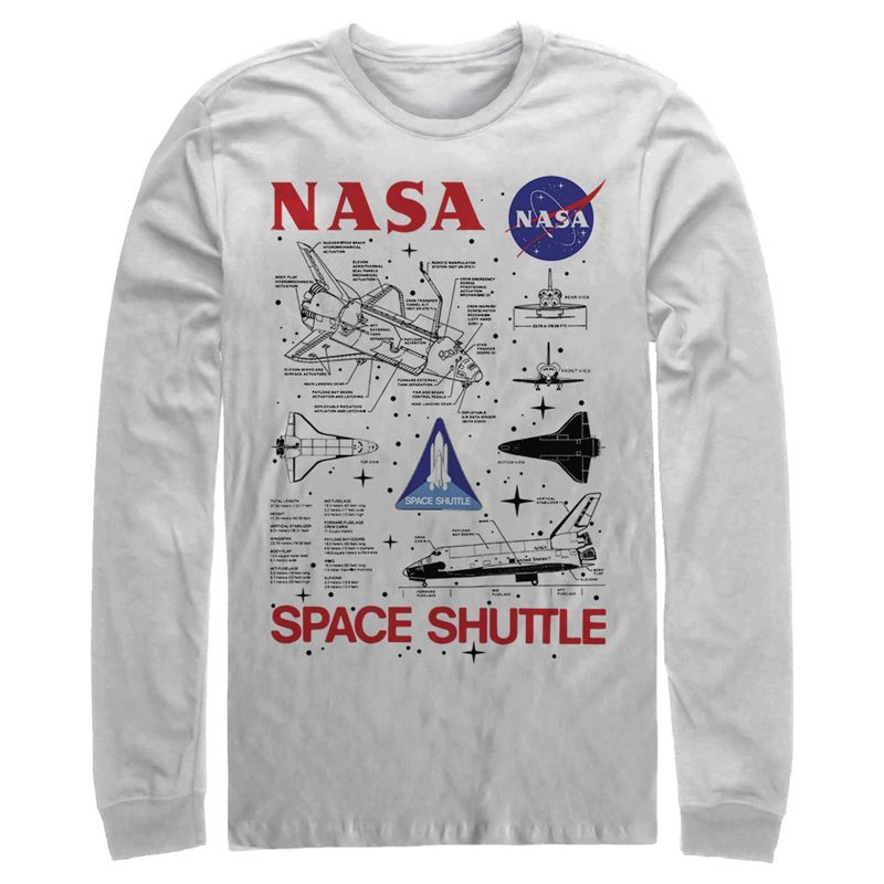 Men's NASA Space Shuttle Schematic Details Long Sleeve Shirt, 1 of 4