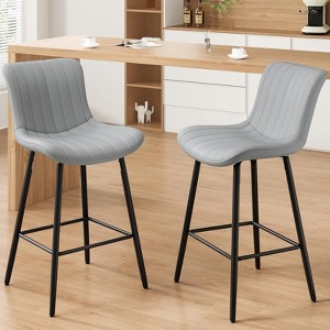 NicBex Faux Leather Counter Height Bar Stools Set of 2,Counter Stools with Chrome Base,Footrest,Bar Chairs for Kitchen,Living Room,Cafes - 1 of 4