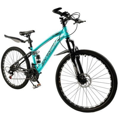 Topteng 26" Mountain Bike for Men Women, 21-Speed, Full Suspension Green
