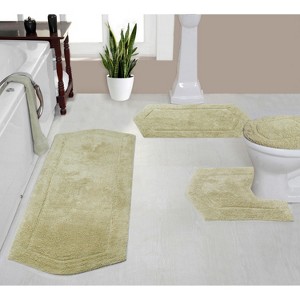 Waterford Collection Tufted Bath Rug, Extra Soft and Absorbent, Non-Slip Bath Mats, Machine Washable bath rugs for Bathroom, 4 Piece Set, Sage - 1 of 4