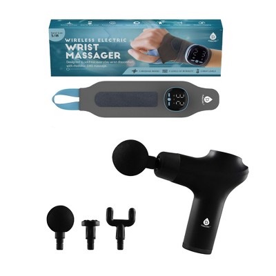 Pursonic EMS Wrist Massager & 3-Speed Percussion Massager Bundle – Targeted Relief & Muscle Recovery for Hands, Wrists & Body