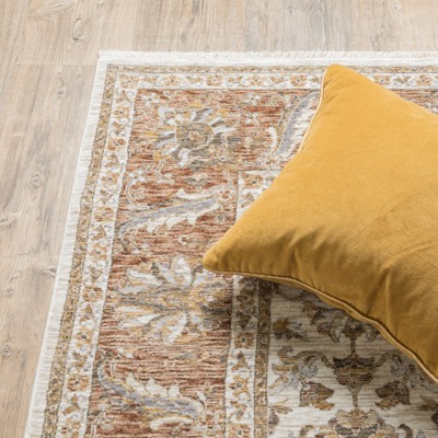 Hand-Knotted Ivory Synthetic Accent Rug with Floral Motif
