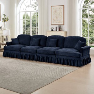 4 Seat Chenille Modular Sectional Sofa,Modular Couch for Living Room,Modular Sofa with Flared Arms and Removable Skirt,Spindle Legs-Coolbibila - 1 of 4