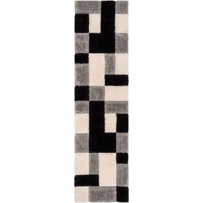 Well Woven Ella Geometric Boxes Thick Soft 3D Textured Shag Area Rug