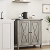 WhizMax Farmhouse Sideboard Buffet Cabinet, Small Storage Cabinet with 2 Doors and Adjustable Shelves - 3 of 4