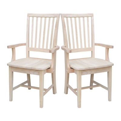 Traditional High-Back Unfinished Parawood Mission Arm Chair