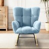 Modern Teddy Fabric Rocking Accent Chair with Solid Wood Base & Metal Frame, Upholstered Lounge Chair with Ergonomic Back & Armrests - 2 of 4