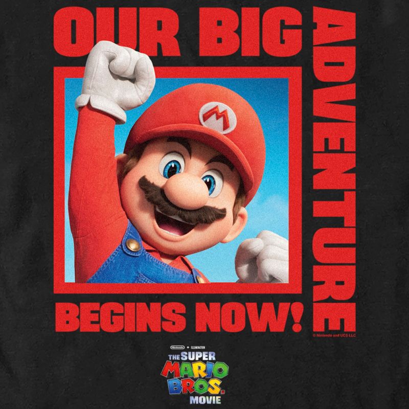 Men's The Super Mario Bros. Movie Mario Our Big Adventure Begins Now Red T-Shirt, 2 of 6