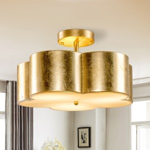 IHOMEADORE 15.4" Modern Gold 3-Light Semi-Flush Mount Ceiling Lights - 1 of 4