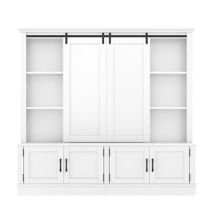 ACEPANO 70.8 in. W Multifunctional Decorative Storage Cabinet With Multi-Tier Open Shelving & Enclosed Cabinet Doors-White - 1 of 4