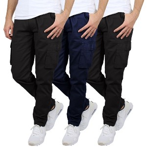 Blu Rock Men's Flex-Stretch Cotton Cargo Pants, 31-Inch Inseam - Comfortable and Durable- 3 Pack - 1 of 4